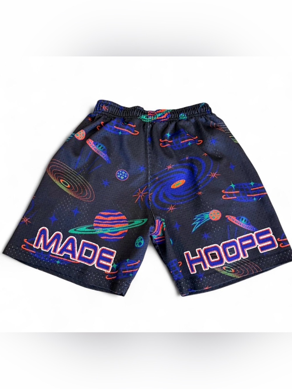 Made Hoops Space planet basketball shorts kids 10-12
